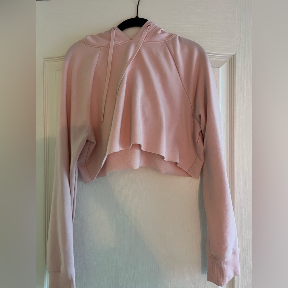 Athletic Cropped Hoodie, Light Pink, Large